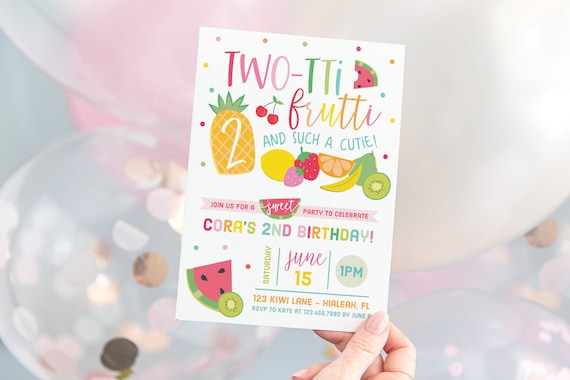 Twotti Frutti Birthday Invitation Twotti Fruitti Invitation Twotti Fruity Invite Il_570xn