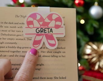 Personalized Candy Cane Magnetic Bookmark