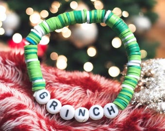 Grinch Beaded Bracelet