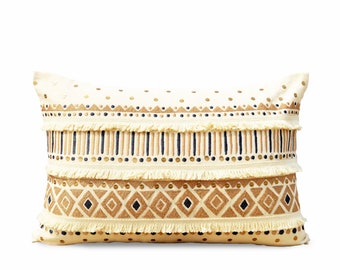 Cream colour pillow cover, embroidered, moroccan pillow, standard size 14X21 inches