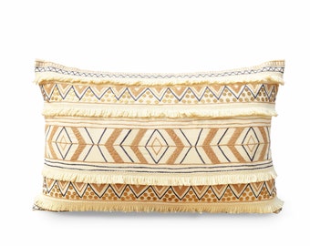 Cream colour pillow cover, embroidered, moroccan pillow, standard size 14X21 inches