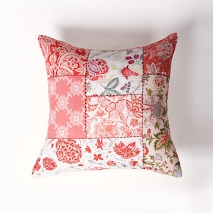 Patchwork print pillow cover, French vintage, decorative, cushion cover, 16X16 inches