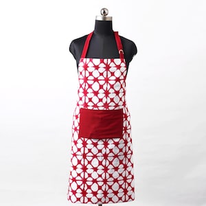 Christmas apron, red tie dye print, kitchen accessory, size 27&quot;X 35&quot;