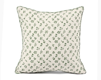 Green DOMINOTERIE small floral print cotton pillow cover, sizes available