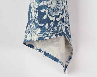 Indigo Blue Printed Kitchen Towel, bold floral pattern, 100% cotton, size 20"X28"