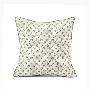 Green DOMINOTERIE small floral print cotton pillow cover, sizes available