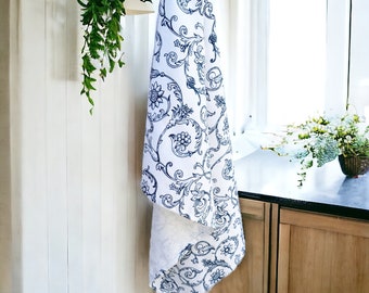 BLUE SWIRL Cotton printed Kitchen towel, kitchen decor, gift, size 20"X28"