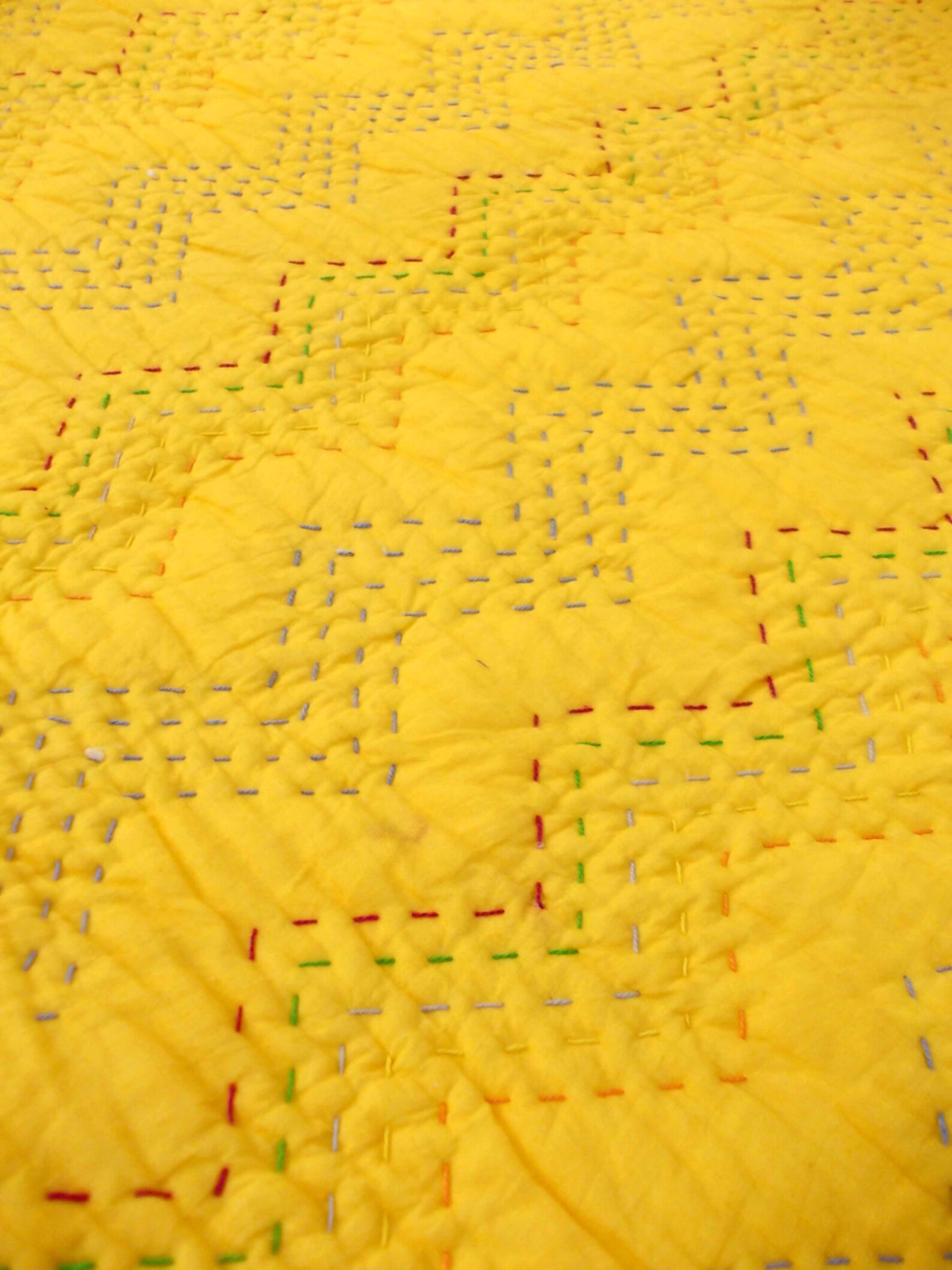 Yellow Quilted Bedspread Chevron Pattern Zig Zag Quilting Etsy