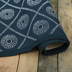 Indigo Cotton Printed Rug, Geometric Tribal Print, Rustic Decor (24x36 ...