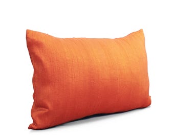 Almohada de seda, color mandarina, funda lumbar, tamaño 30 x 50 cm (12" x 20"), otros tamaños disponibles.