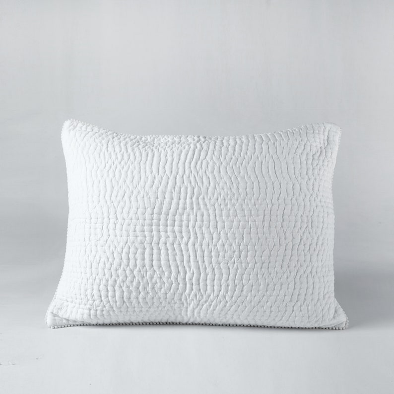 WHITE Quilted Pillow Covers Classic Stripe Quilting Pattern Etsy