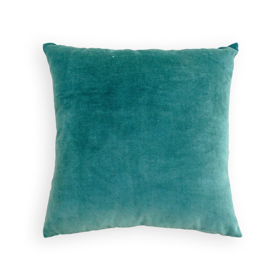 Teal Velvet Pillow Cover Cotton and Linen Pillow Etsy