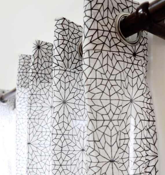 Moroccan Curtain Panel Cotton Voile Printed Curtain Sheer Etsy