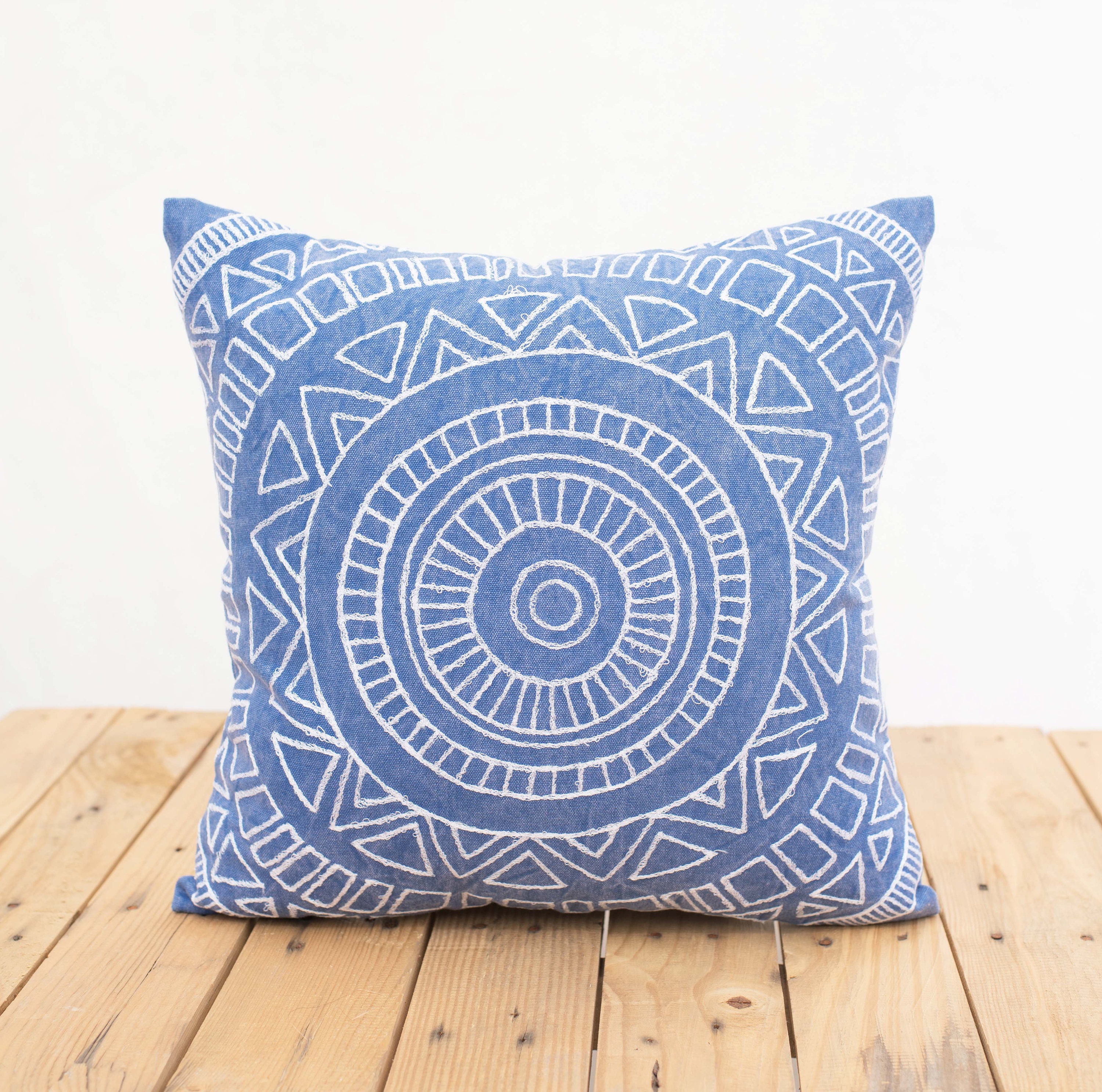 Aztec pattern pillow cover blue colour embroidery Etsy