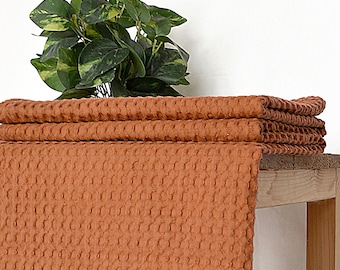 Brown or Burnt sienna waffle Throw blanket, 100% cotton, 50X60 inches