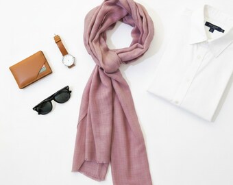 Blush Fine Wool Scarf, Solid Color Reversible Shawl