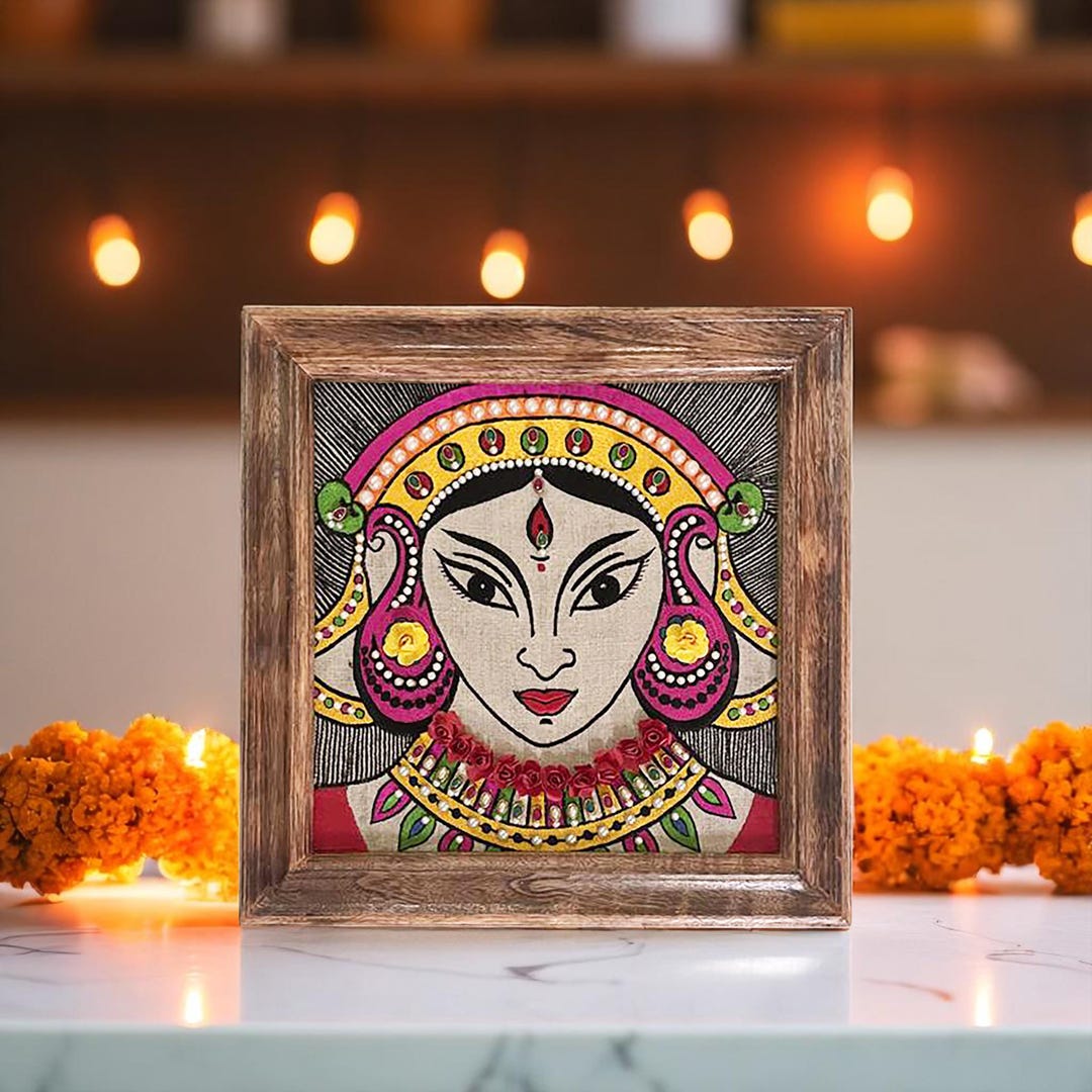 Durga Rugs Embroidered Durga Wall Art, Indian Goddess, Ethnic Linen Decor - Etsy
