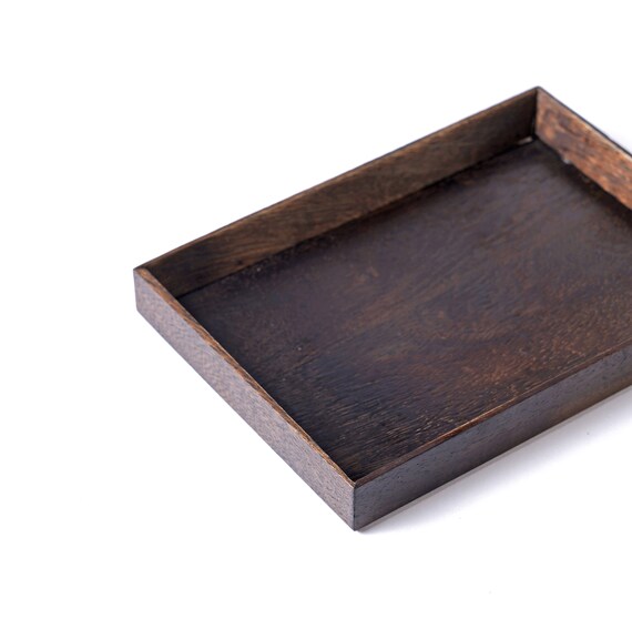 Dark Brown Small Wooden Tray Rustic Mango Wood Serving Tray
