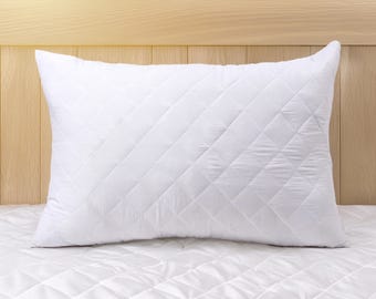 White quilted cotton PIllow protectors with zipper closure, all sizes available