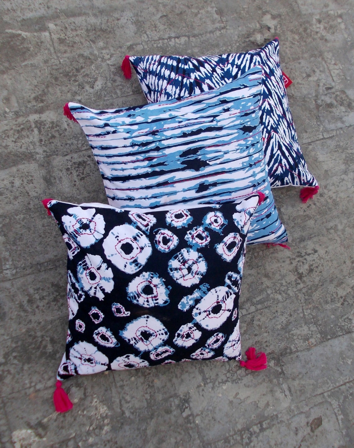 Shibori Stripe Pillow Cover Striped Tie Dye Bright Pink Etsy