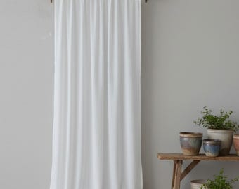 Weißer Reiner Leinen Vorhang Panel | 4 Hängende Arten | 41x63 & 41x84 Zoll