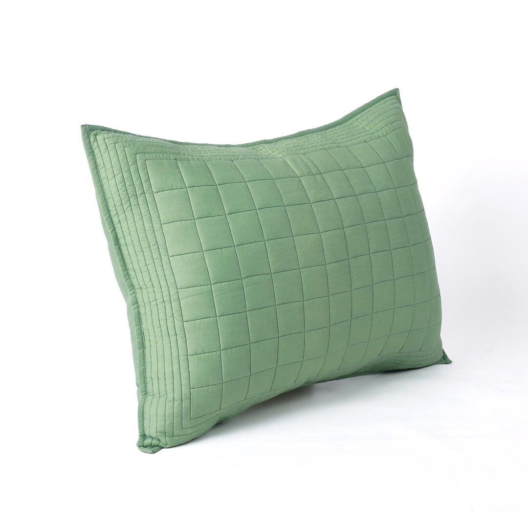 Sage Green Quilted Pillow Cover Diamond Pattern With Stripe Etsy