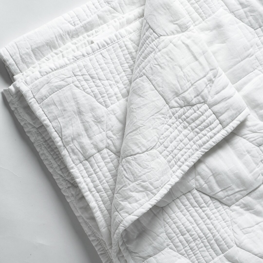 White Cotton Quilted Bedspread With Hexagon Pattern, Sizes Available Etsy