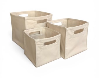 3er Set quadratische Aufbewahrungskörbe, natürliche Baumwollgewebekörbe, minimalistischer Hausorganisator, Wäsche- und Regalaufbewahrung, neutrales Dekor