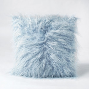 Blue Shag Pillows Etsy