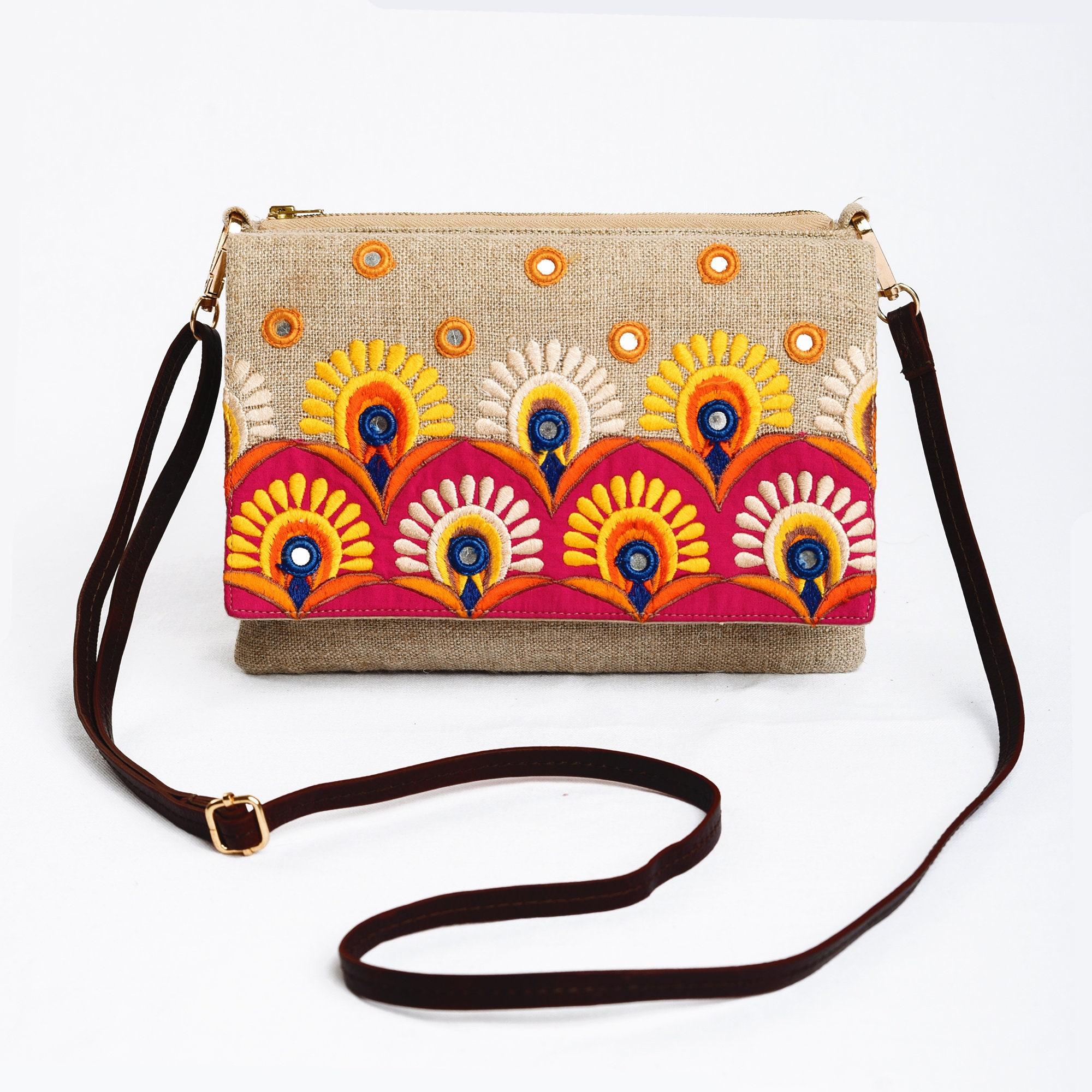 Maroon Embroidery Polti Bag by Amyra - Shop Online at Aza Fashions