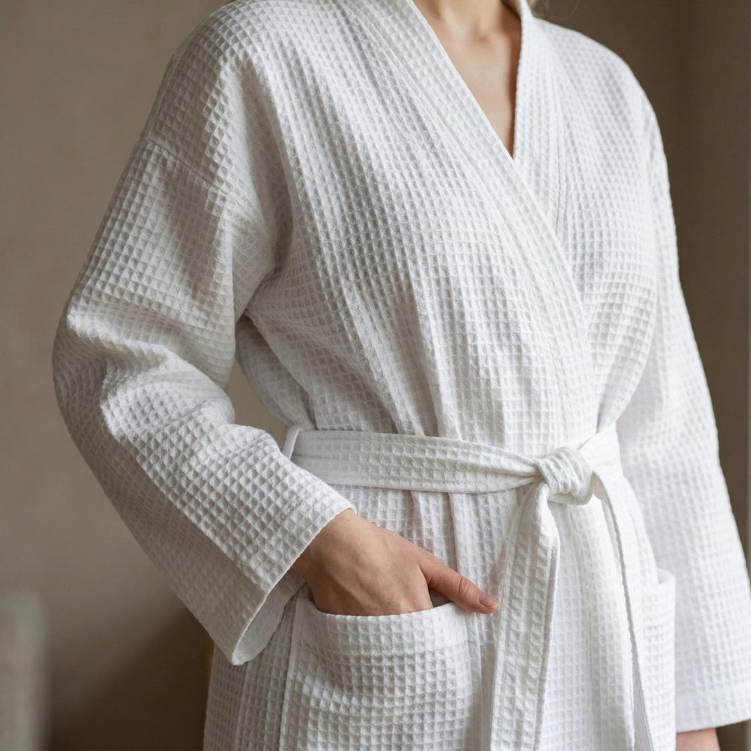 Pure White Robe Organic Luxury Cotton White Waffle Bath Robe, Hotel Style. - Etsy