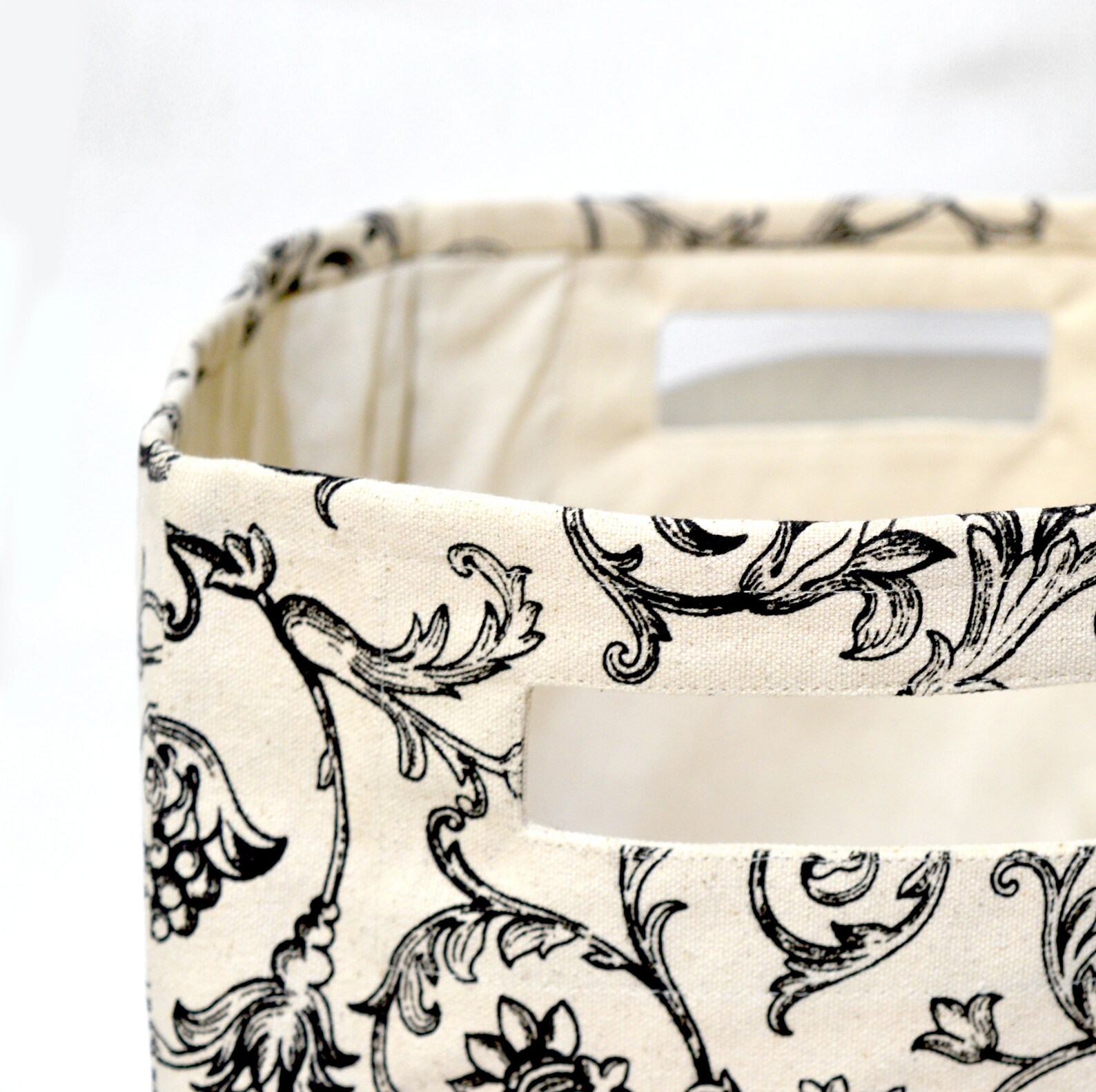 SMALL Square Storage Basket Swirl Print Black and White Etsy