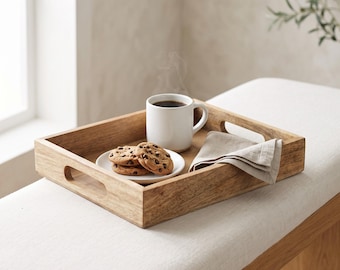 Wooden Squre Serving Tray | Mango Wood | 10×10 Inches