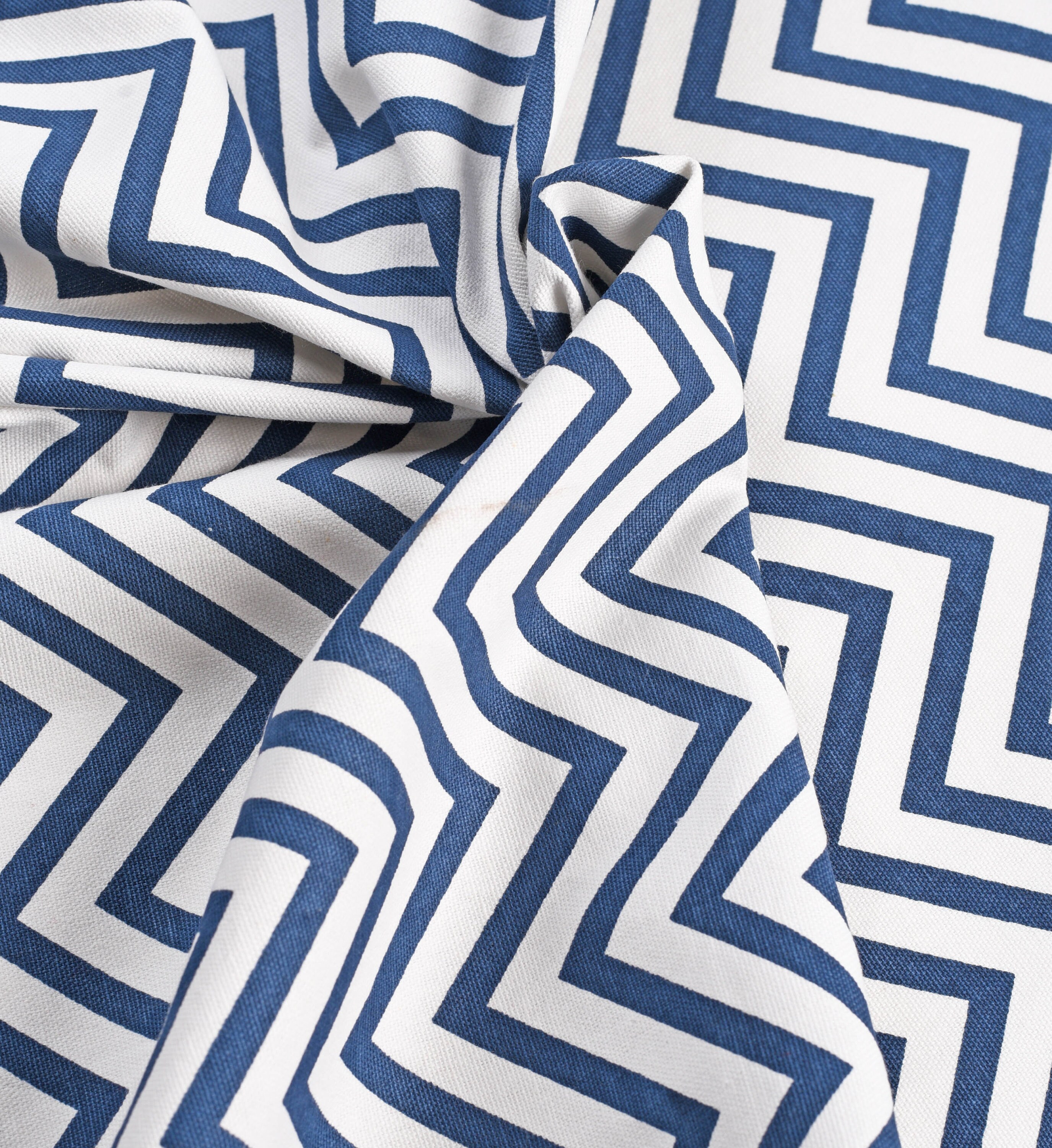 Blue and white printed fabric chevron pattern 100 cotton Etsy