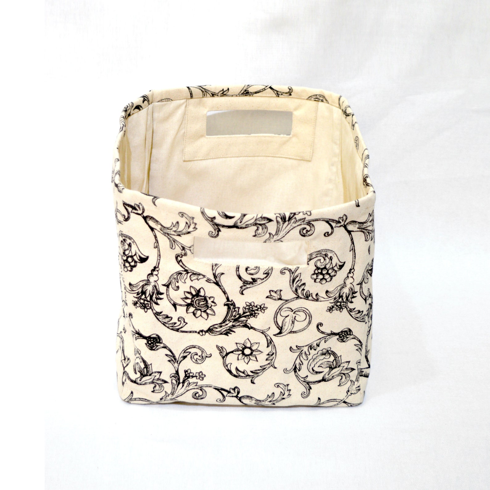 SMALL Square Storage Basket Swirl Print Black and White Etsy