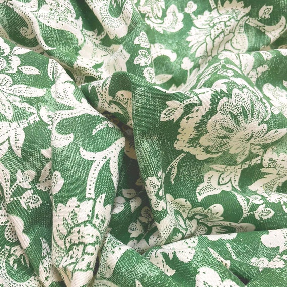 Tela estampada verde, estampado floral llamativo, pato 100% algodón, por  metros -  España