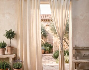 Natural colour curtain Panel, flex cotton fabric, sizes available