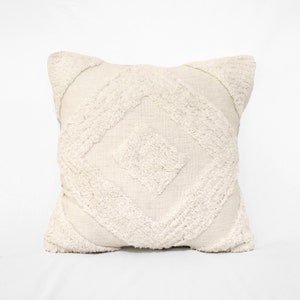Tufted off white Throw Pillow Cover, 18X18 inches