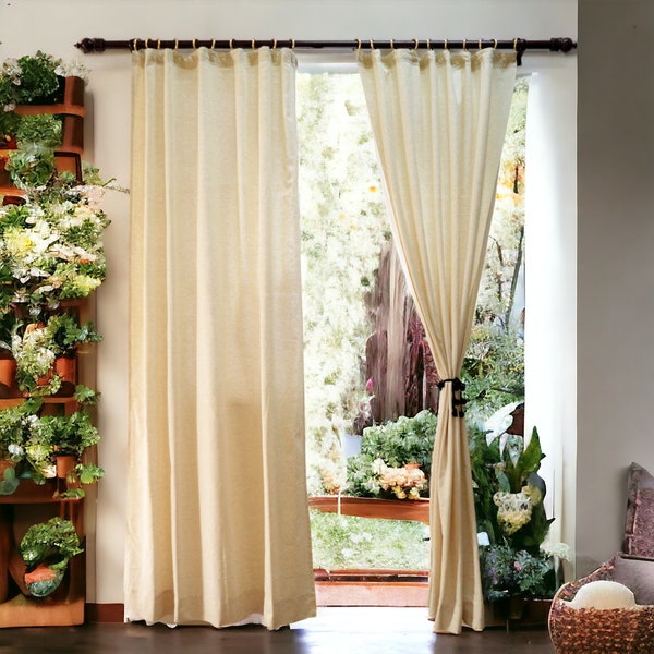 Natural colour curtain Panel, flex cotton fabric, sizes available