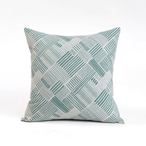 Aqua Green throw pillow cover, geometrical print, cotton pillow, sizes available.