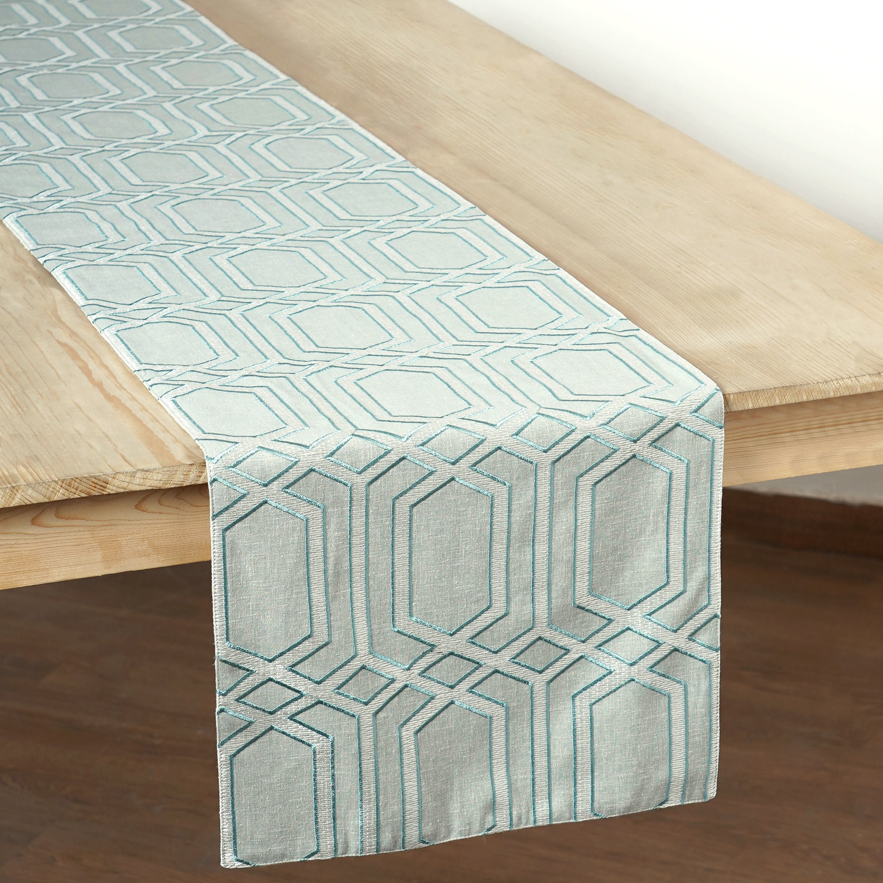 Sage green Ogee pattern Embroidery Table runner Linen blend Etsy