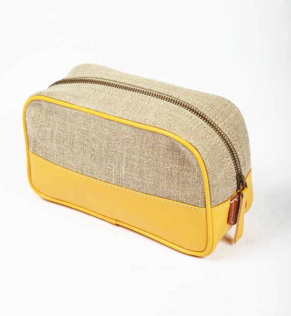 yellow toiletry bag