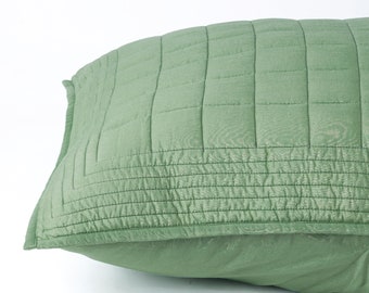 SAGE GREEN cotton Quilted Pillow case, Sizes available