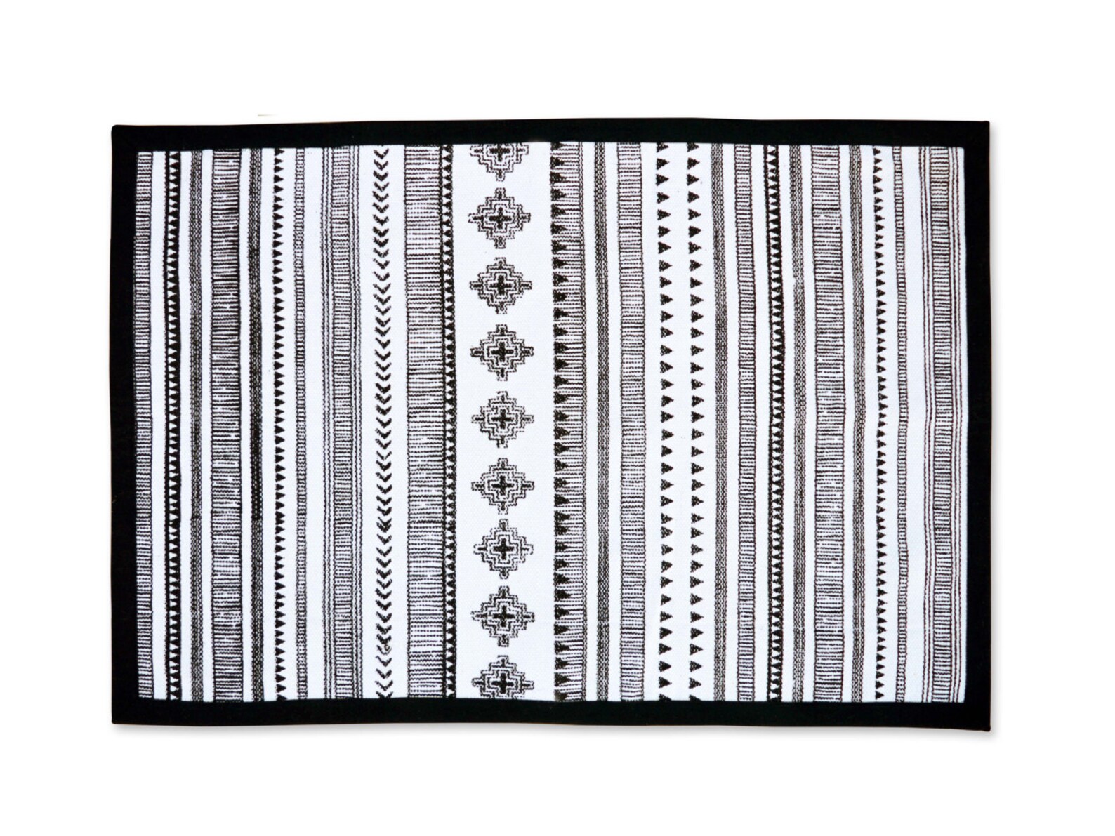 Aztec Cotton Rug Black and White Geometrical Navajo Print Etsy UK