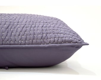 LAVENDER Kantha quilt - stripe pattern quilted Pillow cases, sizes available