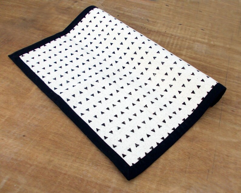 Aztec Cotton Rug Black and White Geometrical Navajo Print Etsy