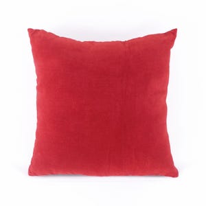 Red velvet pillow cover,  cotton and linen, reversible, standard size 16"X 16"