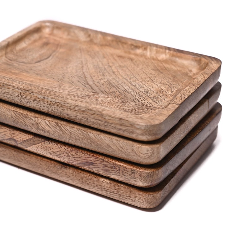 Wooden tray small round edged tray rustic mango wood Etsy