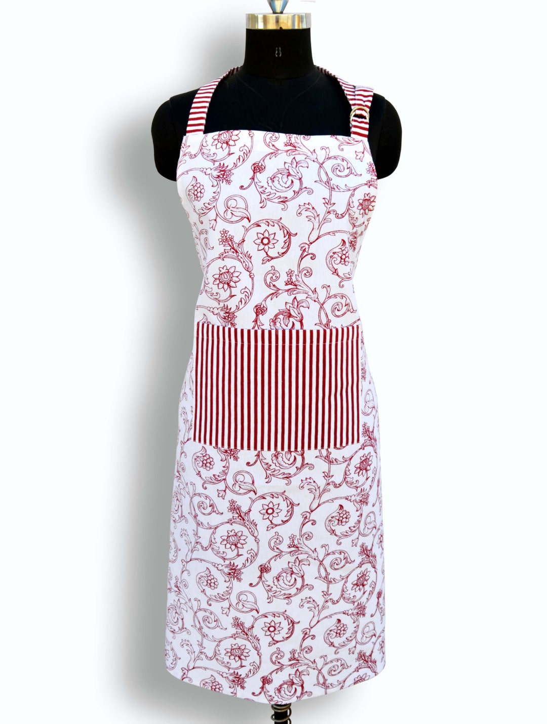 Apron Red Swirl Print Victorian Pattern Kitchen Accessory - Etsy India