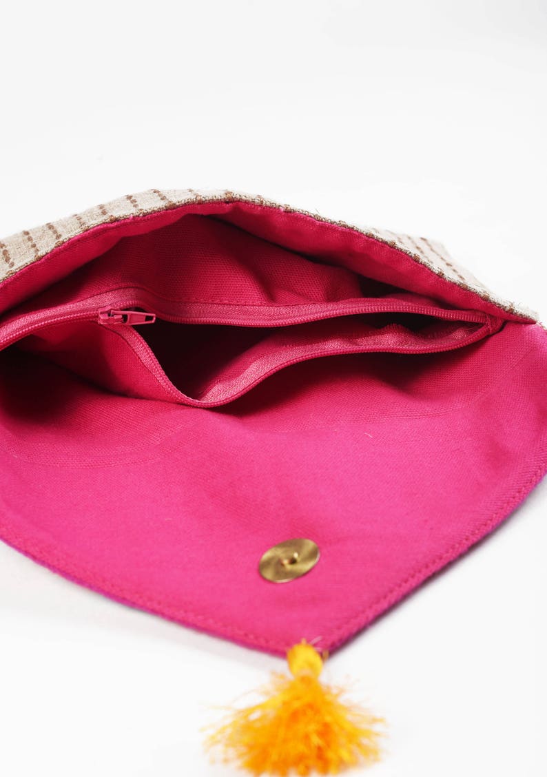 Tribal Pouch Envelope Clutch Linen Colour Bag Foldover Etsy